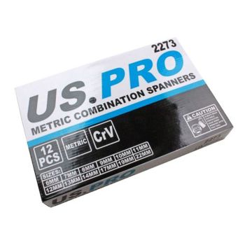US PRO 2273 12-Pc Stubby Metric Combination Spanner Set