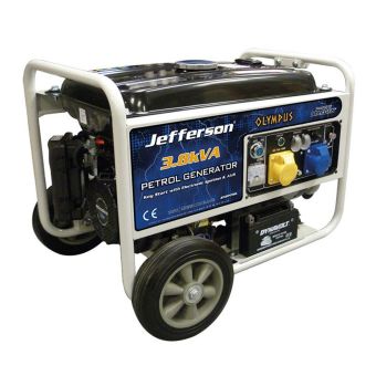 Jefferson Tools JEFGENPET30EL 3.8kVA Petrol Generator 3.0kW AVR Electric Start