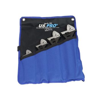 US PRO 2204 4-Pc Adjustable Wrench Set – Black Finish
