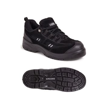 Apache Black S1P Safety Trainers AP302SM Suede, SRC Slip Resistant