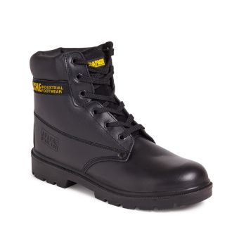 Black S3 6-Eye Safety Boots – Steel Toe Cap, Water Resistant, SRA Rated