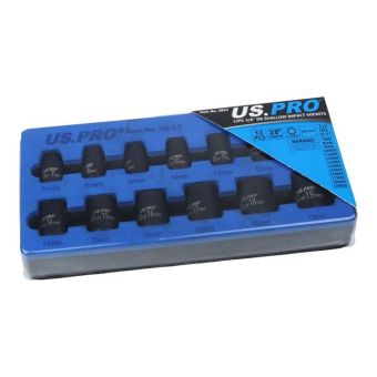 US PRO 3833 13-Pc 3/8″ Drive Shallow Impact Socket Set