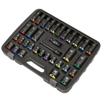 Sealey Premier AK5636M Lock-On 1/2in Drive Metric Impact Socket Set 34pc