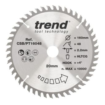 Trend Laminate HPL Circular Saw Blade 160mm x 20mm x 48T CSB/PT16048