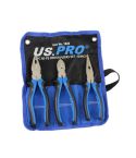 US PRO 3-piece 8 inch Ni-Fe pliers set with large grip handles—combination, diagonal and long-nose
