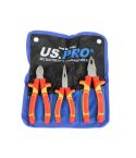 US PRO 3-Piece Electricians Insulated VDE Plier Set (Code 1684)