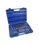 US PRO 50-piece 3/8 inch drive socket set with shallow and deep 6-point Metric & AF sockets, ratchet and extensions in case (Code 1370)