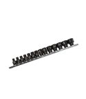 US PRO 14-piece 1/4 inch drive shallow impact socket set 4–15 mm on storage rail