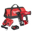 Milwaukee M18 FUEL 16 Gauge Angled Finish Nailer Kit with batteries charger and HD box