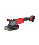 Milwaukee M18 FUEL 230mm cordless angle grinder showing disc and guard assembly