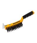 Roughneck ROU52042 Carbon Steel Wire Brush Soft Grip with Scraper 300mm 12in 4 Row