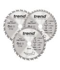 Trend Wood Cordless Circular Saw Blade 165mm x 20mm x 24/40T 3 Pack CSB/165/3PK/C