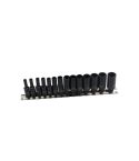 US PRO 3479 14 piece 1/4" drive deep impact socket set on storage rail